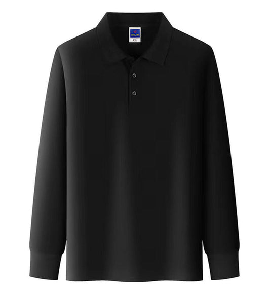 Men Classic Long Sleeve Polo Shirt | Lapel Collar Business Casual Solid Top